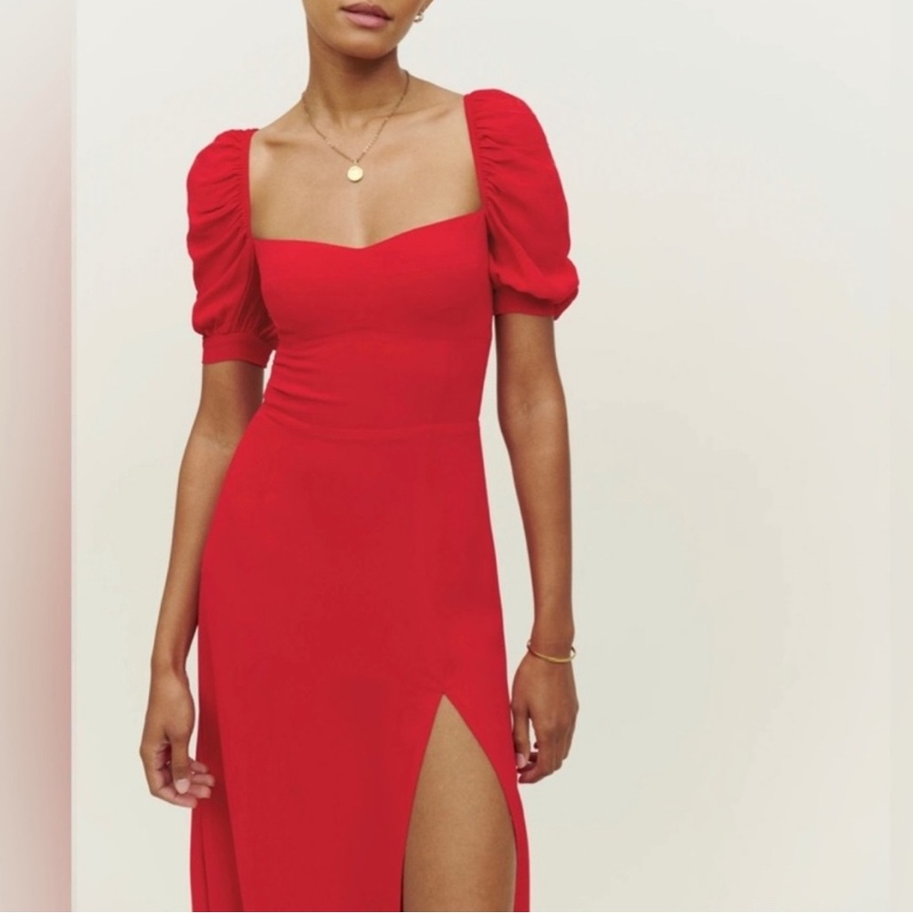 Reformation Bandit Puff Sleeve Midi Dress